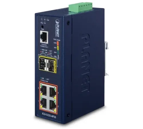 Endüstriyel Tip Yönetilebilir Ethernet Switch (Industrial Managed Ethernet Switch)<br>
Basic L3<br>
4-Port 10/100/1000T 802.3at/af PoE+ Injector (Port-1 ile Port-4 arası) (Port başına 36 watt) (PoE Güç Bütçesi maks. 144 watt)<br>
2-Port