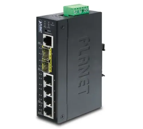 Endüstriyel Tip Yönetilebilir Ethernet Switch (Industrial Managed Ethernet Switch)<br>
Basic L3<br>
4 x 10/100/1000BASE-T Gigabit Ethernet<br>
2 x 1000BASE-SX/LX/BX SFP/mini-GBIC yuva (Port-5 ve Port-6 arası), 100Base-FX SFP uyumlu<br