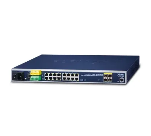 Endüstriyel Tip Yönetilebilir Ethernet Switch (Industrial Managed Ethernet Switch)<br>
Basic L3<br>
16-Port 10/100/1000T<br>
4-Port 100/1000X SFP<br>
1 x Konsol Port<br>
IP30, -40~75 Derece C