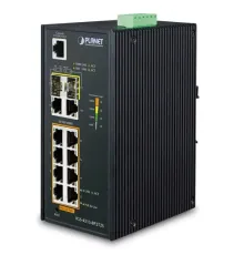Endüstriyel Tip Yönetilebilir Ethernet Switch (Industrial Managed Ethernet Switch)<br>
8-Port 10/100/1000Base-TX 802.3at/af PoE+ Injector (Port başına 30.8 watt) (PoE Güç Bütçesi maks. 240 watt) (Port-1 ve Port-8 arası)<br>
2-Port 10/100/1000T