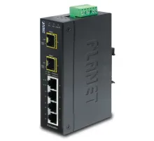 Endüstriyel Tip Yönetilemeyen Ethernet Switch (Industrial Unmanaged Ethernet Switch)<br>
4 x 10/100/1000Base-T<br>
2 x 1000BASE-SX/LX/BX SFP/mini-GBIC yuva (Port-5 ve Port-6), 100Base-FX SFP uyumlu<br>
IP30, -40~75 Derece C