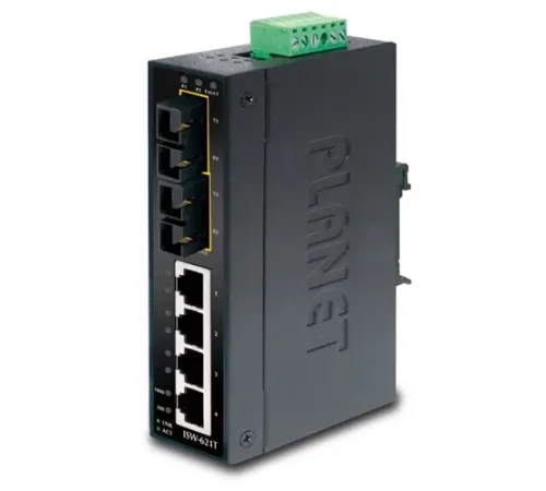 Endüstriyel Tip Yönetilemeyen Ethernet Switch (Industrial Unmanaged Ethernet Switch)<br>
4-Port 10/100Base-TX <br>
2-Port 100Base-FX Multi-mode SC 2 km<br>
IP30, 40~75 Derece C