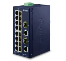 Endüstriyel Tip Yönetilemeyen Ethernet Switch (Industrial Unmanaged Ethernet Switch<br>
16-Port 10/100TX<br>
2-Port Gigabit TP/SFP Combo<br>
-40~75 derece