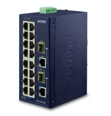 Endüstriyel Tip Yönetilemeyen Ethernet Switch (Industrial Unmanaged Ethernet Switch<br>
16-Port 10/100TX<br>
2-Port Gigabit TP/SFP Combo<br>
-40~75 derece