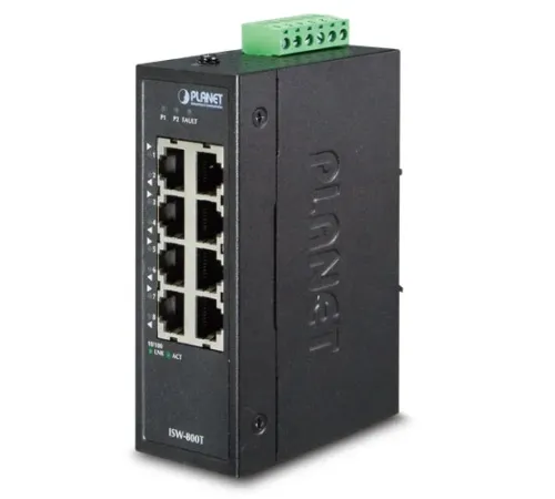 Endüstriyel Tip Yönetilemeyen Kompakt Ethernet Switch (Industrial Unmanaged Ethernet Switch)<br>
8-Port 10/100Base-TX <br>
IP30, 40~75 Derece C