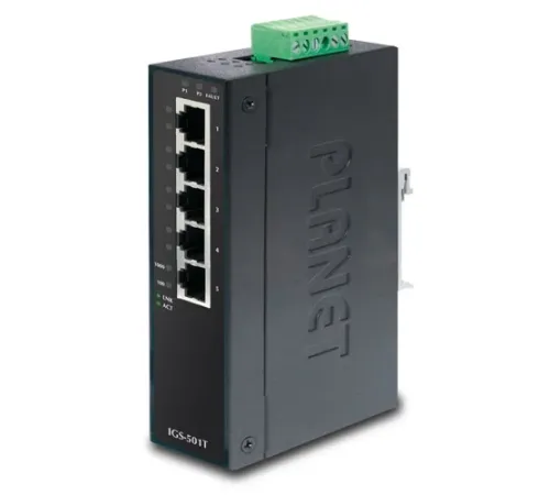 Endüstriyel Tip Yönetilemeyen Switch (Industrial Unmanaged Switch)<br>
5-Port 10/100/1000T<br>
IP30, -40~75 Derece C