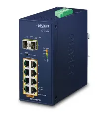 Endüstriyel Yönetilemeyen PoE+ Switch (Industrial Unmanaged PoE+ Switch)<br>
8-Port 10/100/1000T IEEE 802.3at/af PoE+ Injector Port (Port 1 ila Port 8 arası) (Port başına 30.8 watt) (PoE Güç Bütçesi maks. 240 Watt)<br>
2-Port 1000Base-SX/LX/BX