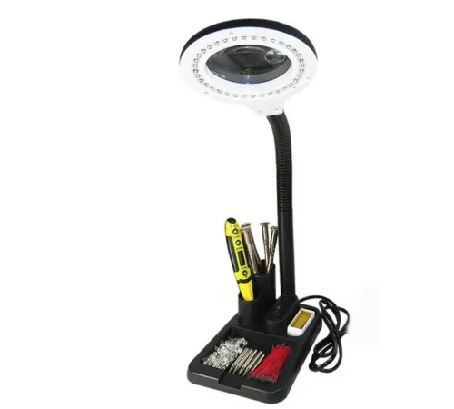 Esnek 5X /10X 40 Led Işıklı Büyüteç - Lamba Büyüteç Okuma - Çalışma Lehim Masa Lambası A808