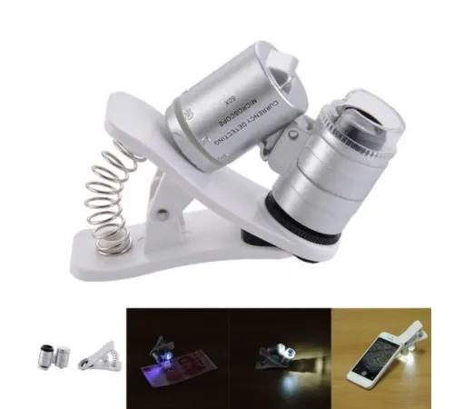 Evrensel Led Işıklı Mini Cep Mikroskobu Tüm Kameralı Telefonlar Için 9882-W