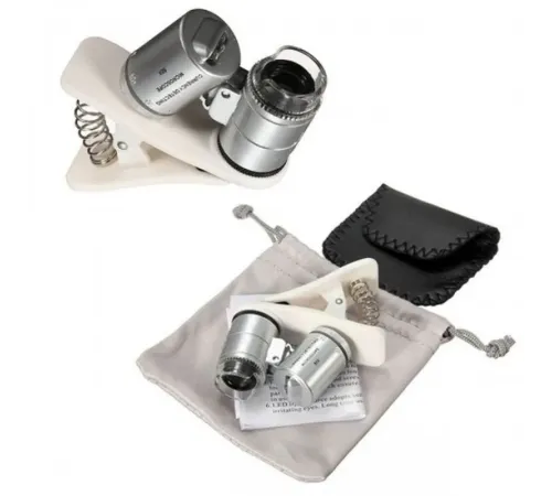 Evrensel Led Işıklı Mini Cep Mikroskobu Tüm Kameralı Telefonlar Için 9882-W