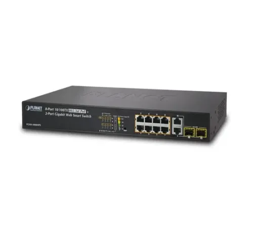 Fast Ethernet PoE Websmart Switch<br>8-Port 10/100TX 802.3at/af PoE+ Injector (Port başına 30.8 watt) (PoE Güç Bütçesi maks. 125 Watt)<br>2-port 10/100/1000BASE-T<br>2-Port Gigabi
