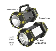 F.B.I F-262 Yeni Güçlü Çift Taraflı Taşınabilir Spot Ve Işıldak USB Powerbank Şarjlı Fener