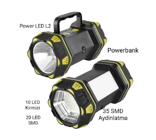 F.B.I F-262 Yeni Güçlü Çift Taraflı Taşınabilir Spot Ve Işıldak USB Powerbank Şarjlı Fener