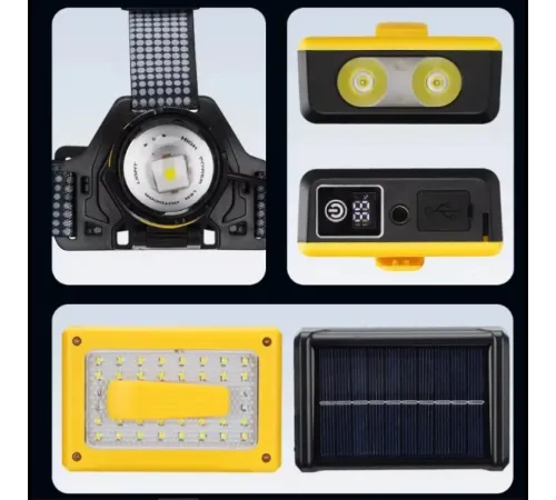 F.B.I Pro F-3003 Alüminyum PM10-TG LED Type-C Powerbank ve Solar Şarjlı Kamp Kafa Feneri