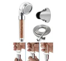 Filtreli Ve Su Tasarruflu Arıtmalı Duş Başlığı Seti Boncuklu Başlık Hortum Ve Mafsal Set