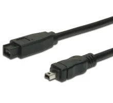 FireWire 800 Bağlantı Kablosu, 9 pin erkek - 4 pin erkek, 1.80 metre, AWG: 26/28, IEEE 1394-2008, UL, siyah renk