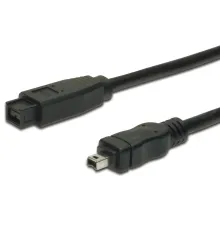 FireWire 800 Bağlantı Kablosu, 9 pin erkek - 4 pin erkek, 1.80 metre, AWG: 26/28, IEEE 1394-2008, UL, siyah renk