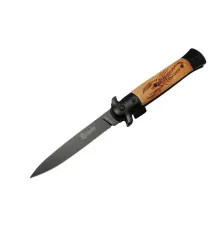 FS12453 Kahverengi Kamp Çakı 23cm- Akrep İşlemeli Ahşap Sap