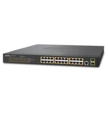 Gigabit PoE Yönetilebilir Switch (Gigabit PoE Managed Switch)<br>24-Port 10/100/1000Base-T IEEE 802.3at/af PoE+ Injector (Port başına 30.8 watt)  (PoE Güç Bütçesi maks. 300 Watt)<br>2-Po