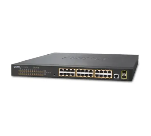 Gigabit PoE Yönetilebilir Switch (Gigabit PoE Managed Switch)<br>24-Port 10/100/1000Base-T IEEE 802.3at/af PoE+ Injector (Port başına 30.8 watt)  (PoE Güç Bütçesi maks. 300 Watt)<br>2-Po