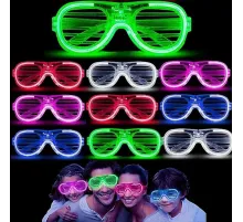 Glow Model 3 Farklı Fonksiyonlu Işıklı Panjur Parti Gözlüğü Karışık Renk 12 Adet