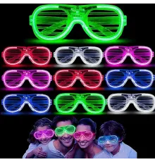 Glow Model 3 Farklı Fonksiyonlu Işıklı Panjur Parti Gözlüğü Karışık Renk 12 Adet
