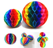 Gökkuşağı Renkli 30 cm Rengarenk Kağıt Süs Fener 1 Adet