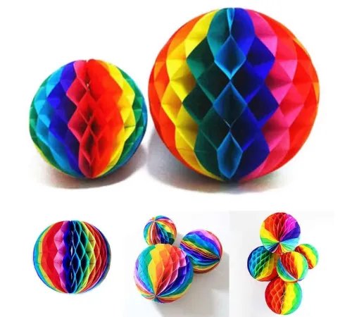 Gökkuşağı Renkli 30 cm Rengarenk Kağıt Süs Fener 1 Adet