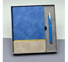 Gold Şeritli Mavi Defter Ve Kalem Seti