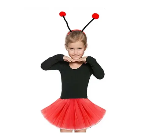 Gösteriler İçin Kırmızı Uğur Böceği Tütü Etek ve Kırmızı Uğur Böceği Taç Seti