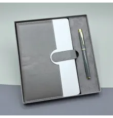 Gri Kutulu Deri Defter Roller Kalem Set