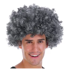 Gri Renk Kabarık Bonus Peruk Afro Takma Saç