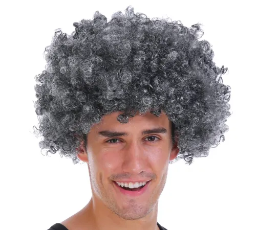 Gri Renk Kabarık Bonus Peruk Afro Takma Saç