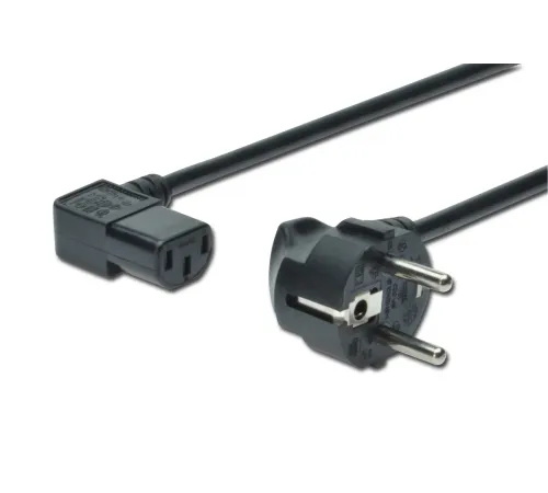Güç Kablosu, CEE 7/7 (Typ-F) - C13, 90ø açılı, Erkek / Dişi,  1.8 metre, H05VV-F3G 0.75qmm, siyah renk<br>
Power Cord, CEE 7/7 (Typ-F) - C13, 90ø angled M/F, 1.8m, H05VV-F3G 0.75qmm, black