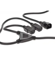 Güç Kaynağı Kablosu,  C14 erkek - 2x C13 dişi, 1.7 metre, H05VV-F3G, 1.0qmm/0.75qmm, siyah renk<br>
Power Cord Splitter Cable, C14 male - 2x C13 female jack, 1.7 metre, H05VV-F3G, 1.0qmm/0.75qmm, black