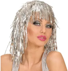 Gümüş Işıltılı Metalize Parti Peruğu
