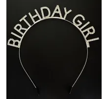 Gümüş Kristal Taşlı Birthday Girl Doğum Günü Tacı İthal Ürün 17x16 cm