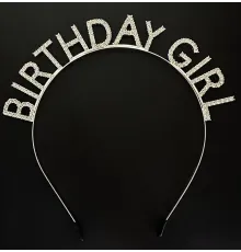Gümüş Kristal Taşlı Birthday Girl Doğum Günü Tacı İthal Ürün 17x16 cm