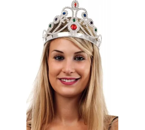 Gümüş Renk Plastik Prenses Tacı Kraliçe Tacı 60 cm