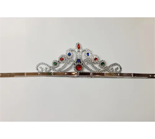 Gümüş Renk Plastik Prenses Tacı Kraliçe Tacı 60 cm