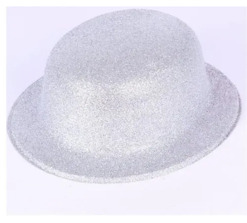 Gümüş Renk Yuvarlak Simli Plastik Parti Şapkası