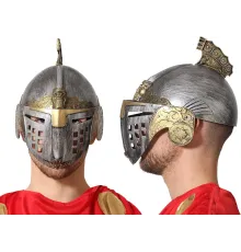 Gümüş Üzeri Altın Renk Oynar Başlıklı Romalı Bizans Kaskı Miğferi 25x20 cm