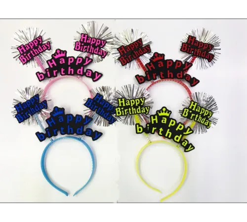 Happy Birthday Neon Renk Doğum Günü Tacı 12 Adet