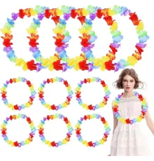 Hawaii Çiçekli Boyun Kolyesi - Renkli Tropikal Parti Leisi 12 Adet