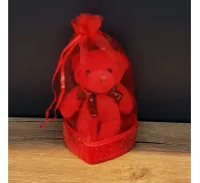 Hediyelik Kırmızı Tüllü Kese Ve Sevimli Ayıcık