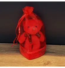 Hediyelik Kırmızı Tüllü Kese Ve Sevimli Ayıcık