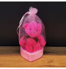 Hediyelik Pembe Tül Kese Ve Ayıcık