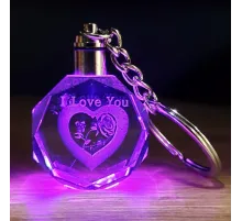 I Love You Kalpli Renk Değiştiren Işıklı Anahtarlık