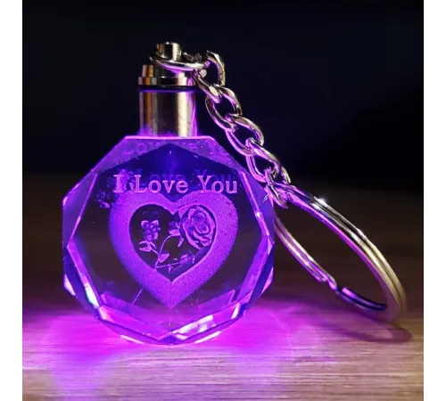 I Love You Kalpli Renk Değiştiren Işıklı Anahtarlık