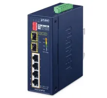 Industrial 4-Port 10/100TX 802.3at PoE + 2-Port 1000X SFP Ring Ethernet Switch